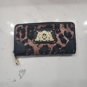 Juicy Couture Black and Brown Wallet with Gold Accents